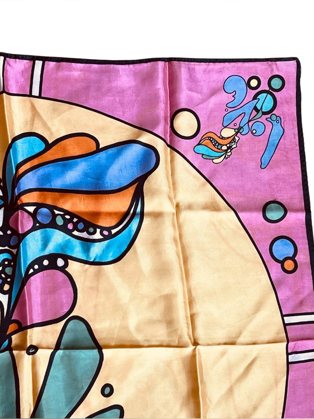 Peter Max 1970s Vintage Rare Pop Art Love Silk Scarf Psychedelic Colorful Pink - Picture 3 of 15